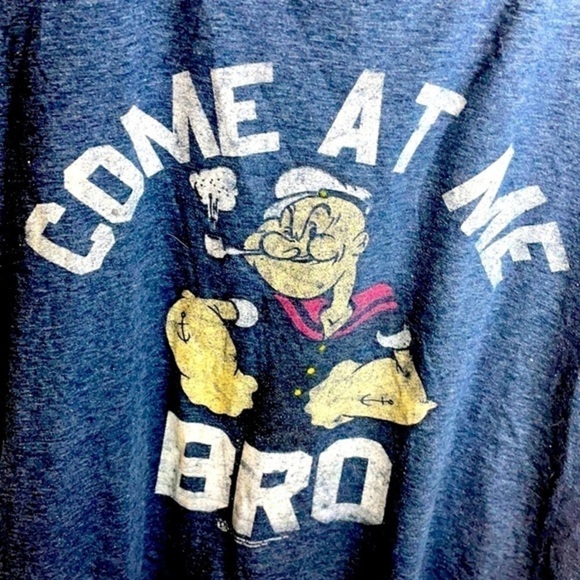 SAVVY | MEN’S POPEYE “COME AT ME BRO” FADED DARK GRAY SHIRT SIZE LARGE - Picture 2 of 5